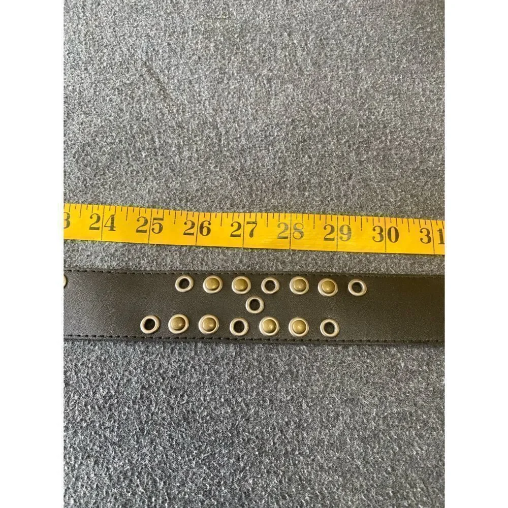 Vintage Faux Leather Brass Studded Belt